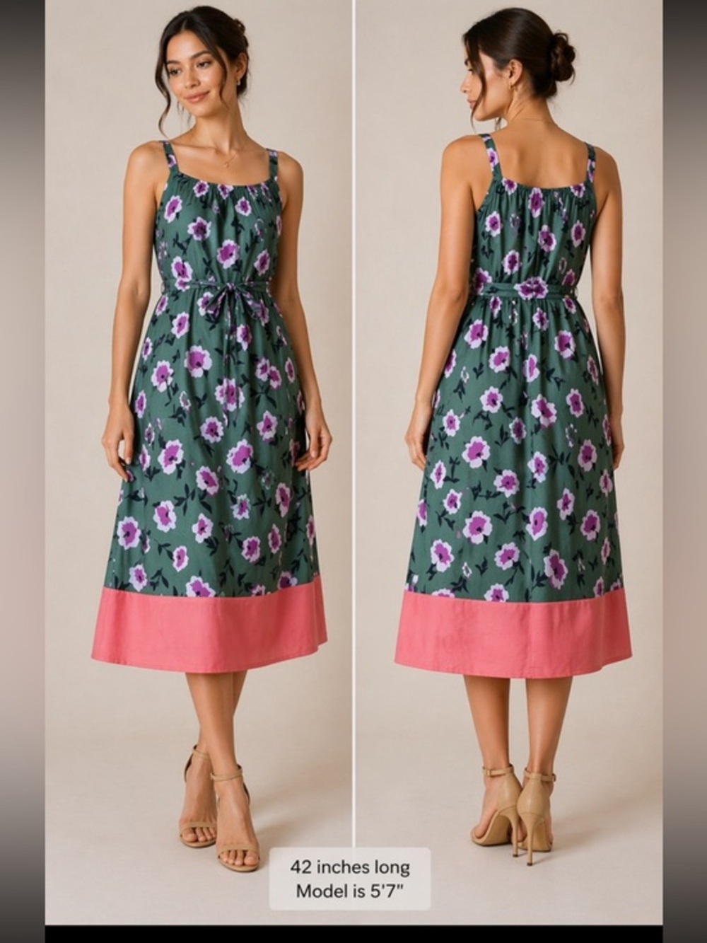 Anthropologie green violet motif dress nwt S